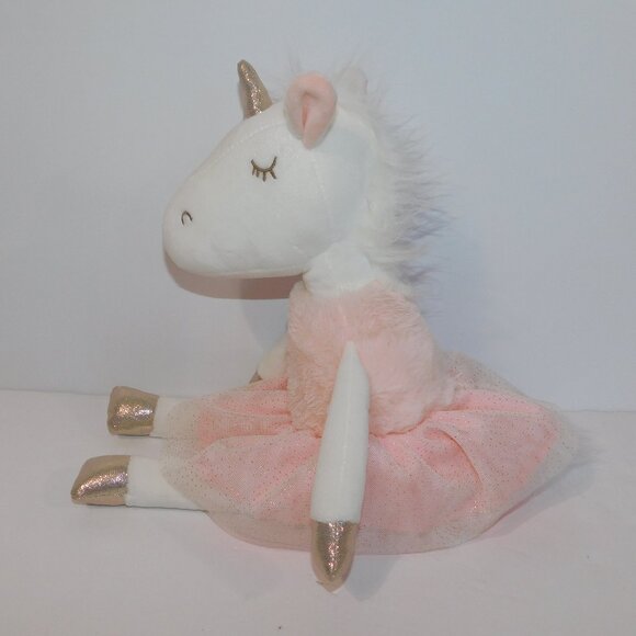 Coco Village 17" Plush Ballerina White Pink Gold Unicorn Stuffed Toy Lovey - Picture 2 of 5